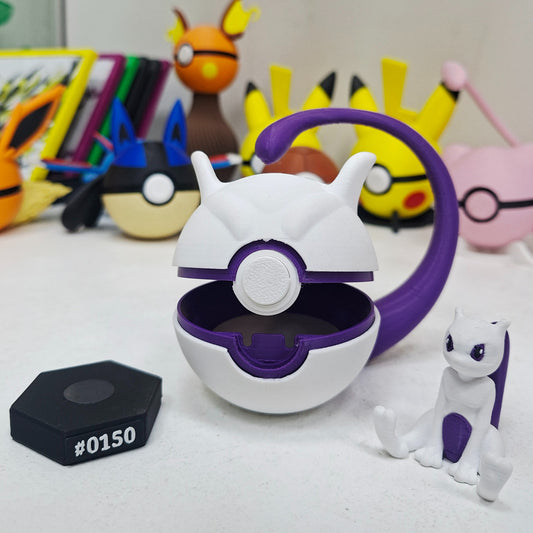 Set Pokeball Funcional Mewtwo + Base Imantada