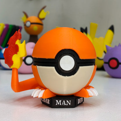 Set Pokeball Funcional Charmander + Base Imantada