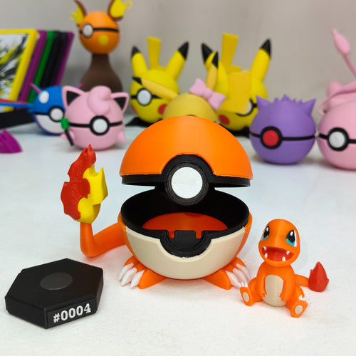 Set Pokeball Funcional Charmander + Base Imantada